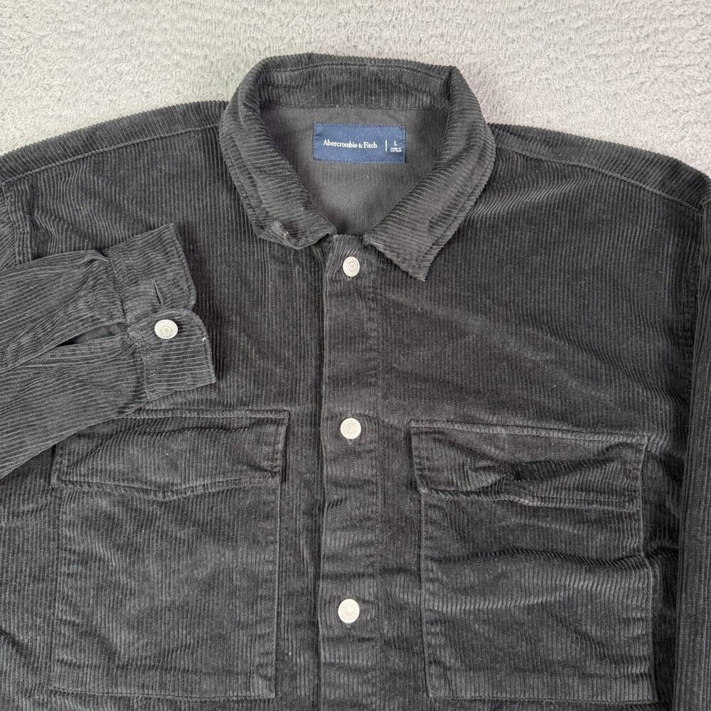 Abercrombie & Fitch Corduroy Shirt Jacket Mens Large Black Shacket Work Pockets